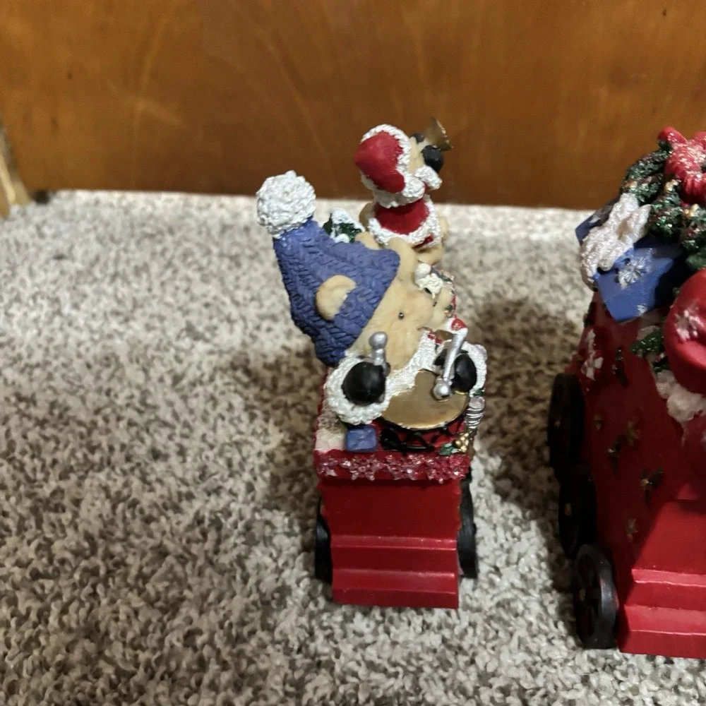 VTG Resin Christmas Train Set Santa Toys Children Presents Original Box